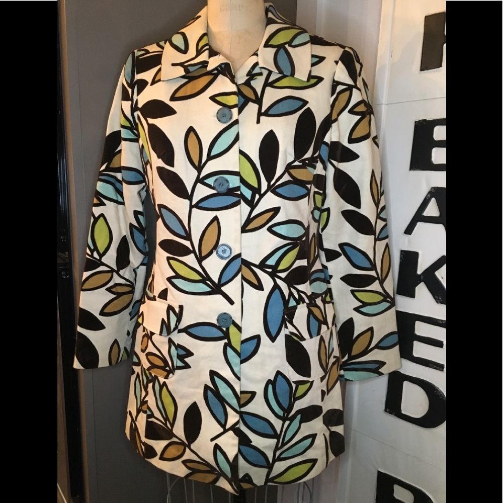 Bentley A. Velvet Leaf Pattern Jacket/Coat sz S
